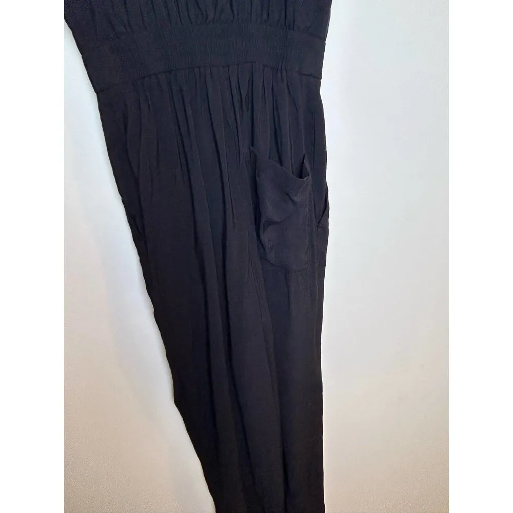 Whistles Black Jumpsuit Womens Size 0 Double Button Waist Detail V Neck - Image 7