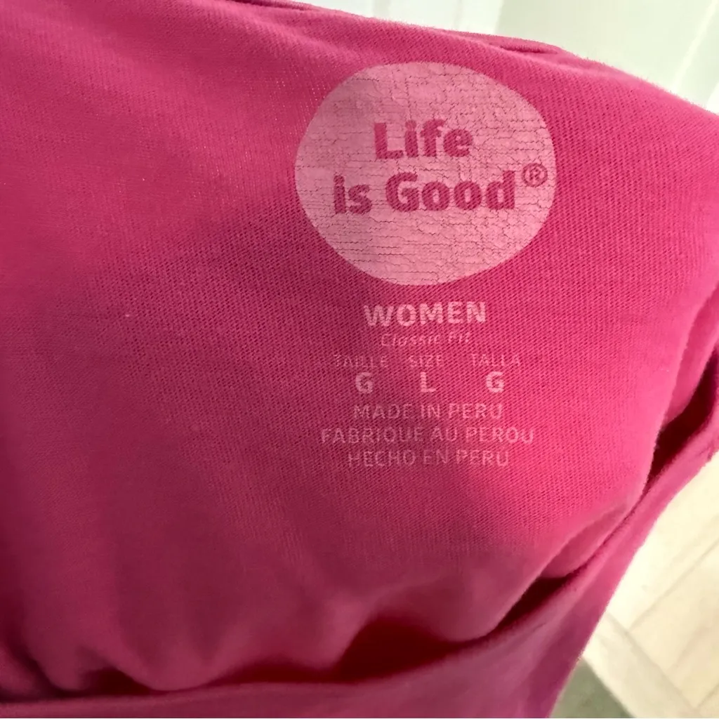 Life Is Good Pink Short Sleeve Classic Fit Graphic T-Shirt - Image 3