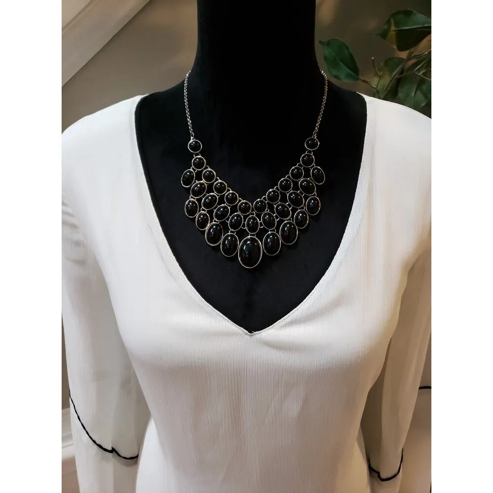 Sioni Blouse Women Medium White V Neck Long Sleeve Sheer Bell Sleeve Top - Image 2