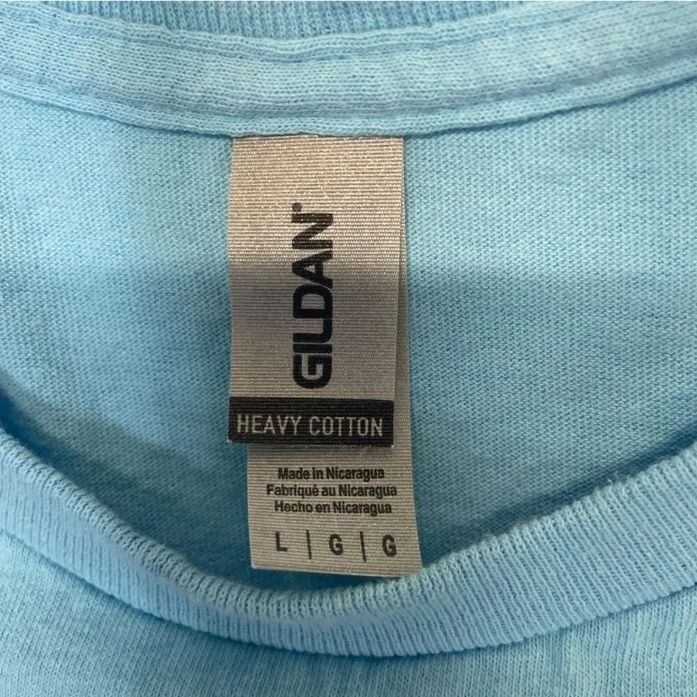 Gildan T-shirt women’s Size Large bright sky short sleeve tee crewneck - Image 4