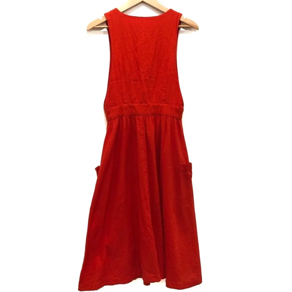 Free People Elegant Red Diana Wrap Midi Sleeveless Dress - Image 4