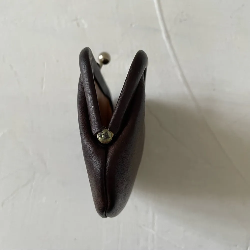 Vintage Coach Mahogany Leather Kisslock Coin Wallet Pouch - Image 5