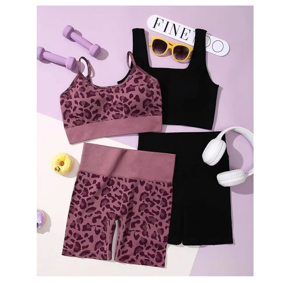 NWT Women's 4pc Ribbed Activewear Set XS Black - Image 5