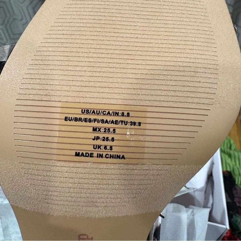 The Drop Women's Leopard Avery Square Toe Two Strap High Heeled Sandal Size 8.5 Brown - Image 5