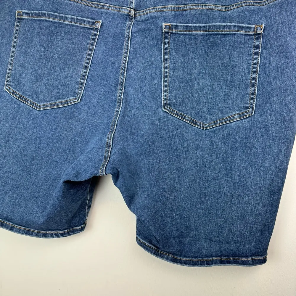 Lane Bryant Tighter Tummy High Rise Bermuda Jean Shorts Sz 28 Medium Wash - Image 11