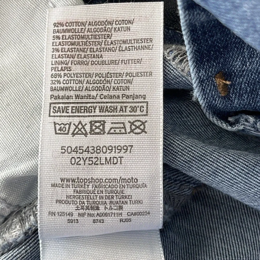 Topshop Moto SZ W26 Jamie Skinny Jeans Hi-Rise Stretch Floral Embroidery Blue - Image 12
