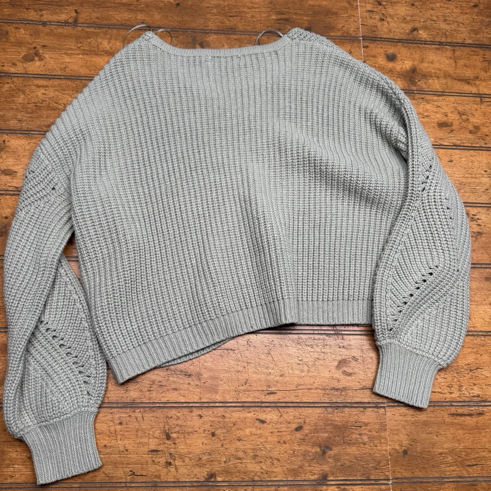 Moon & Madison Green Slouchy Cropped‎ Sweater Large ANTHROPOLOGIE - Image 4