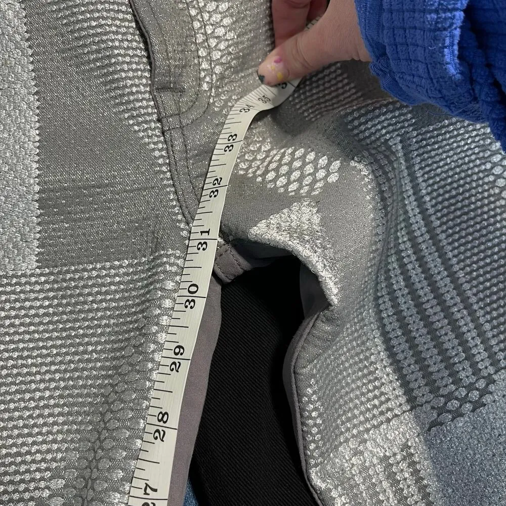 7 FOR ALL MANKIND x MALHIA KENT JEANS SKINNY JACQUARD SILVER GEO SIZE 29 - Image 4