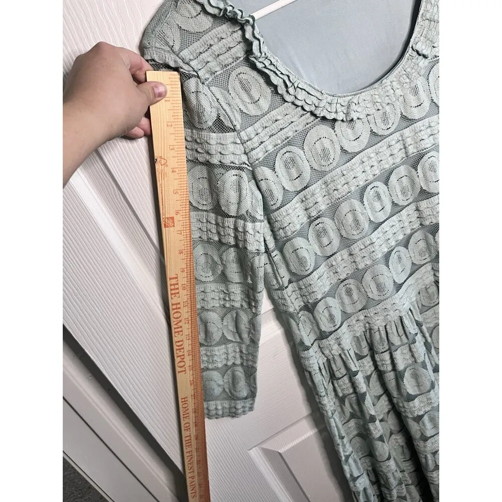 Sundance Willow Lace Midi Dress Pastel Aqua Green Long Sleeves Sz Petite Large - Image 9