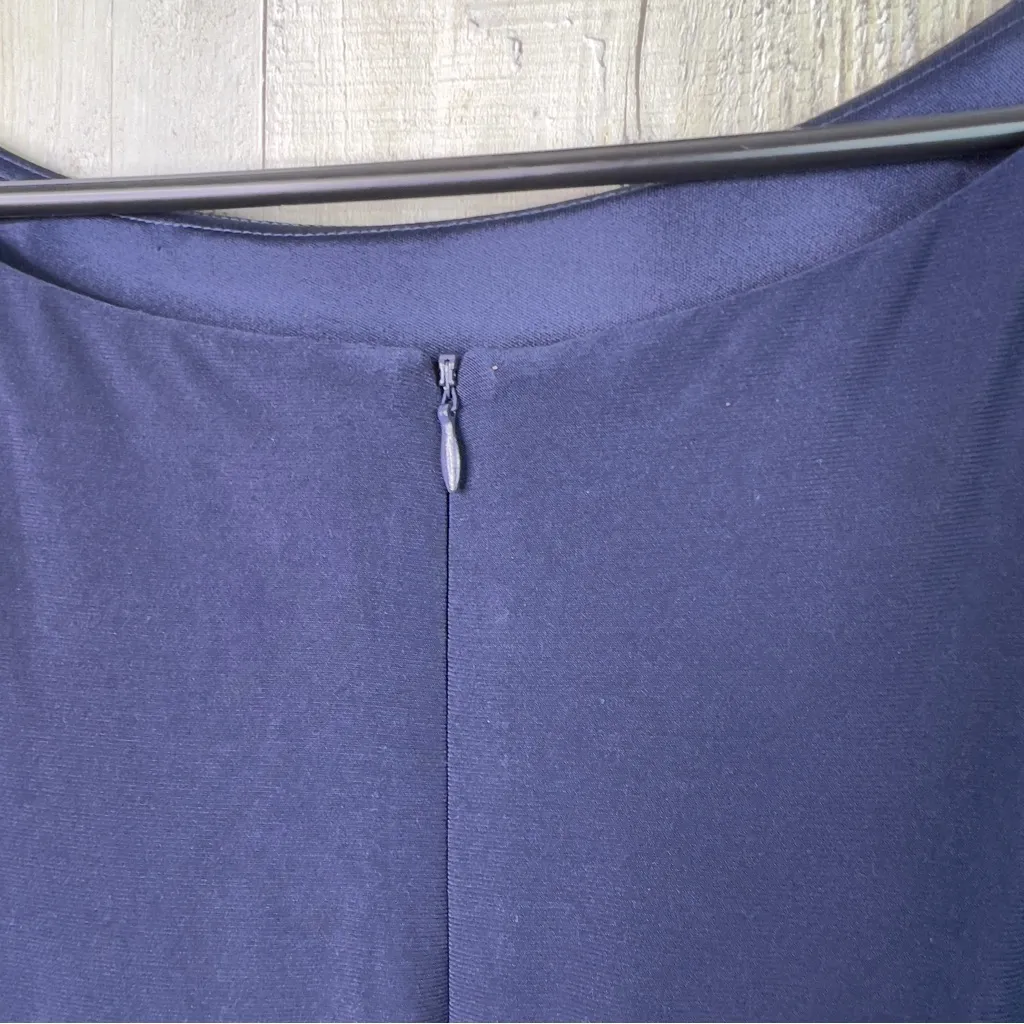 Jessica Howard Size 22W Navy Blue Cocktail Dress With 3/4 Sleeves Side Ruched - Image 10