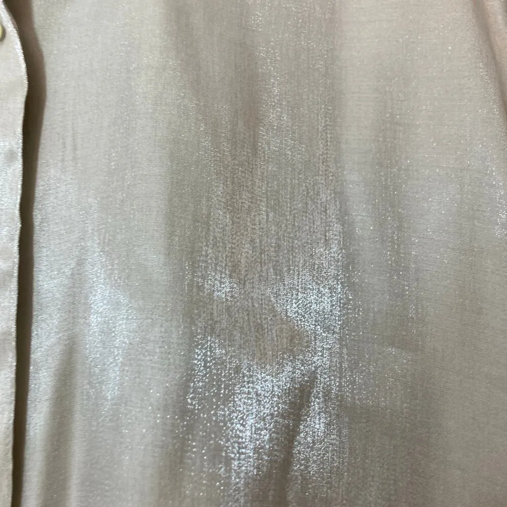 The Limited Shimmer Gray Silver Lightweight Long Sleeve Button Up Blouse Top - Image 3