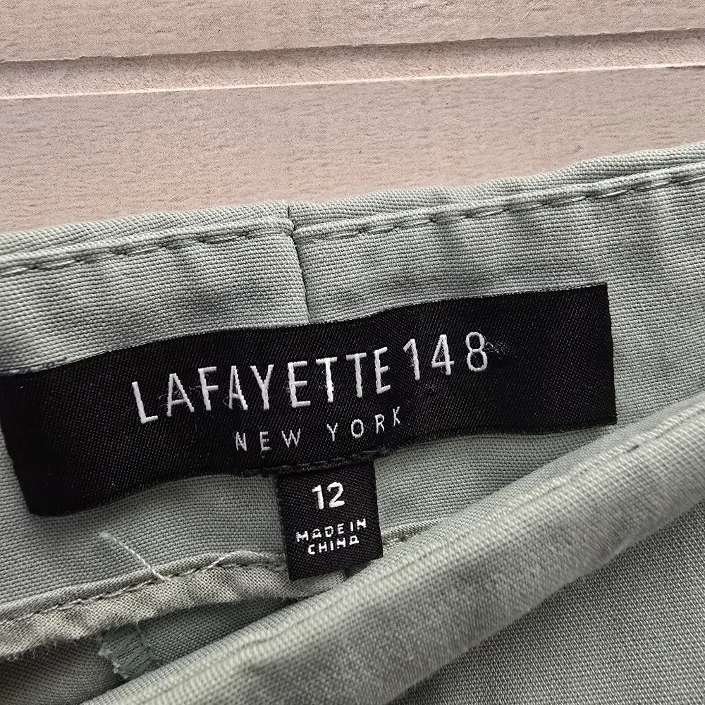 {12} Lafayette 148 New York Cropped Bleecker Casual Pant Seafoam Green Minty - Image 7
