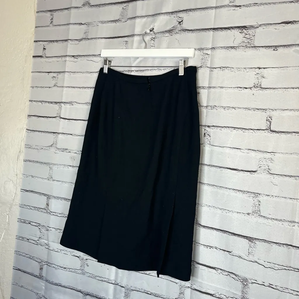 Linda Allard Ellen Tracy Black Wool Blend Pencil Midi Skirt Minimalist Size 8 - Image 10