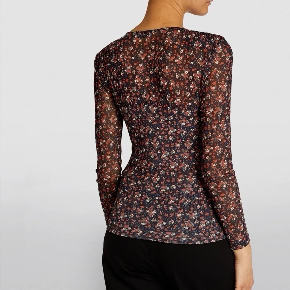 Sandro NEW  Bethanie Mesh Floral Print Top - Image 4