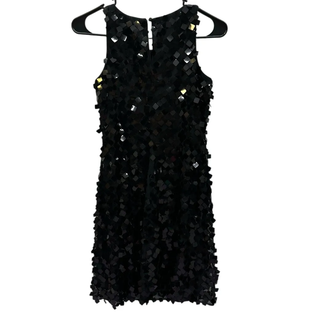White House Black Market Black Sleeveless Square Sequin Mesh Overlay Dress Sz 00 - Image 9