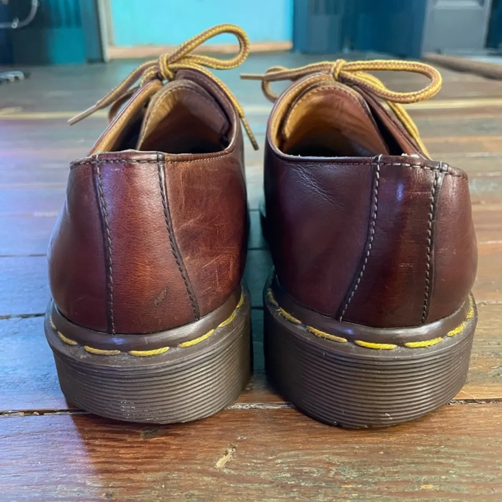 DR. MARTENS Made in England Rare 80's 3-eye Brown Oxfords AW 1484 - M 9, W 10| - Image 6