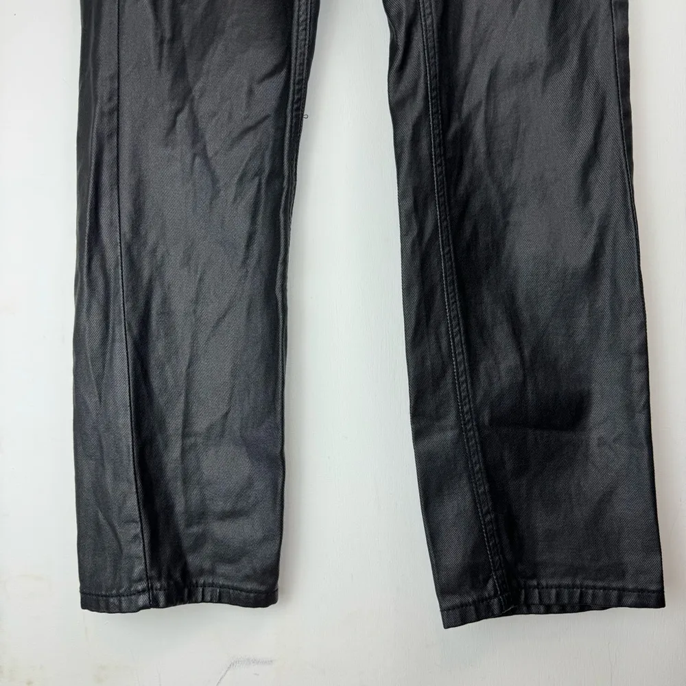 Missguided Black Moto Faux Leather Lace Up Hip Biker Straight Leg Pants Sz 6 - Image 8