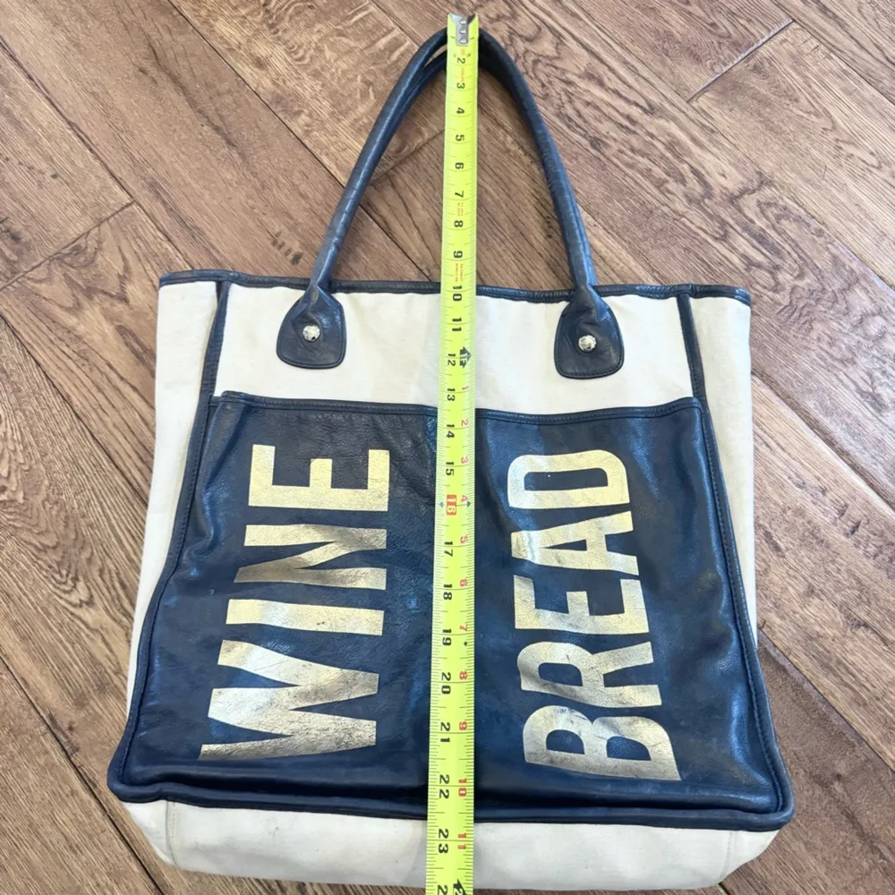 ✨Collectible Rare✨Rebecca Minkoff Bread Wine Market Tote Bag Navy Leather Canvas - Image 16