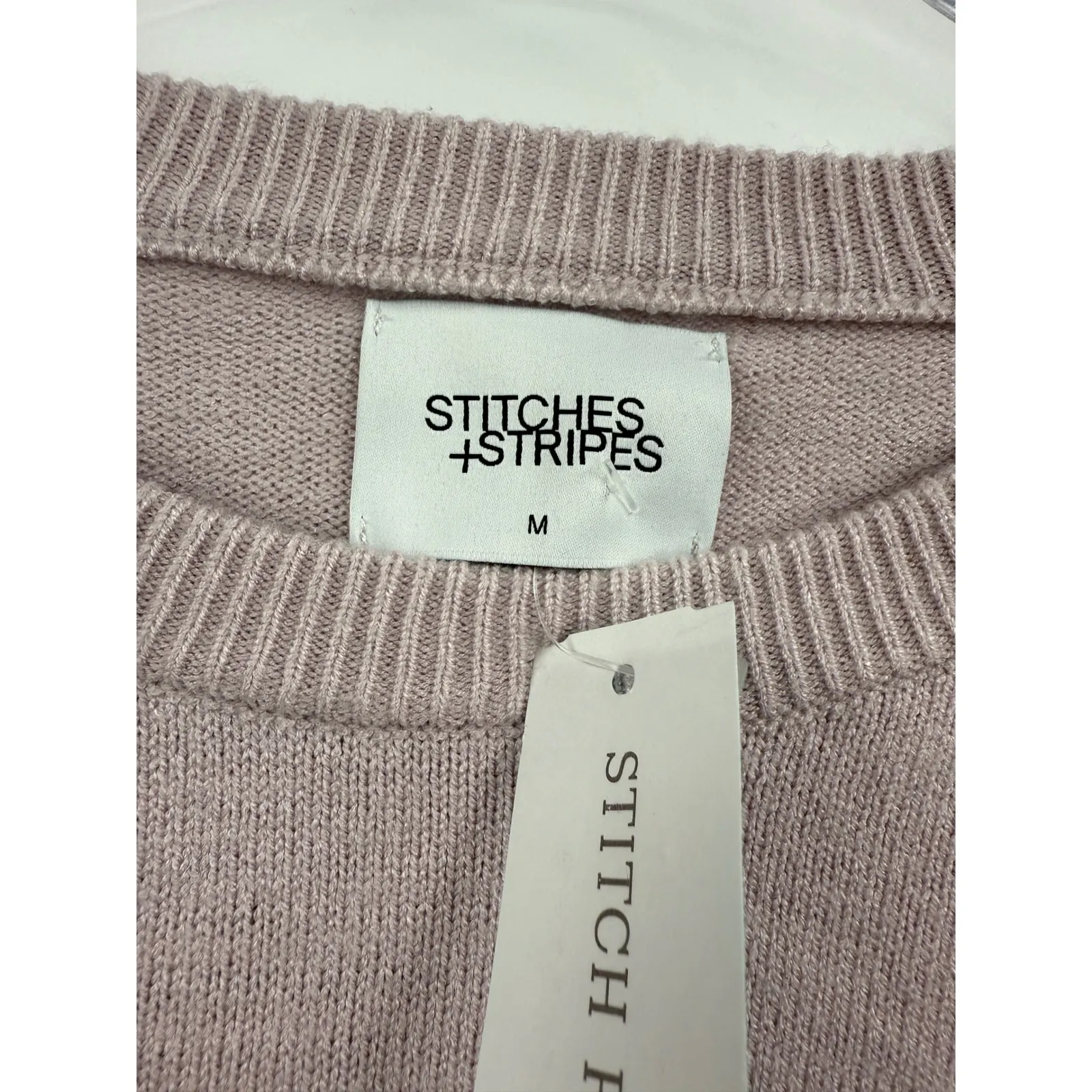Stitches Stripes Striped Crew Neck Sweater Light Pink Burgundy Women's Size M Size M - Image 2