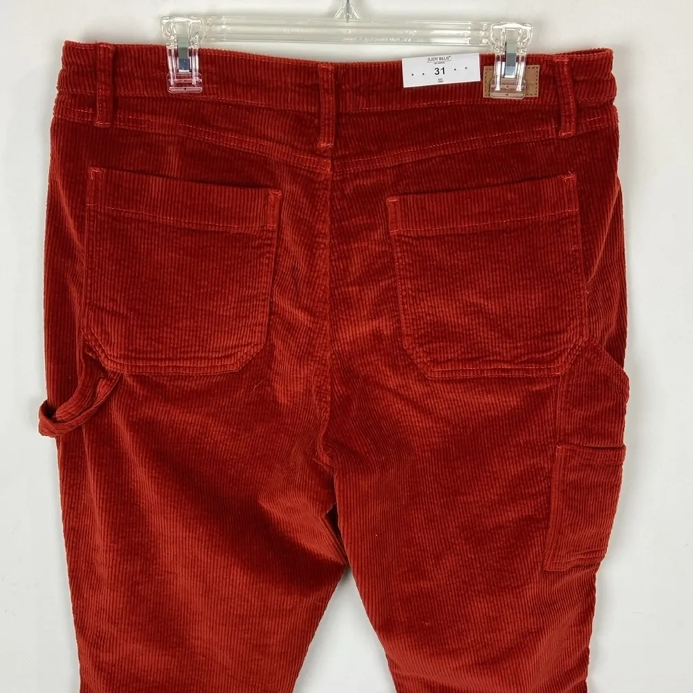 NWT Judy Blue Corduroy High Rise Slim Fit Cargo Pants Red Women’s Size 31 - Image 7