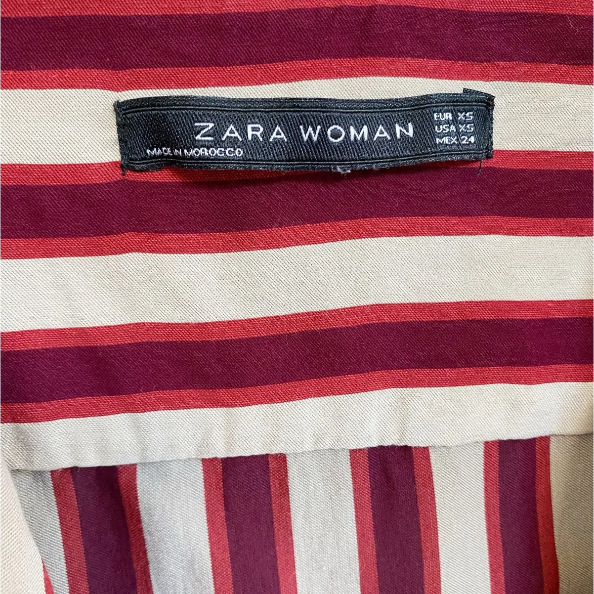 ZARA WOMAN Candy Cane Stripe‎ Mix Stripe Wrap Tunic Top - XS - Image 7