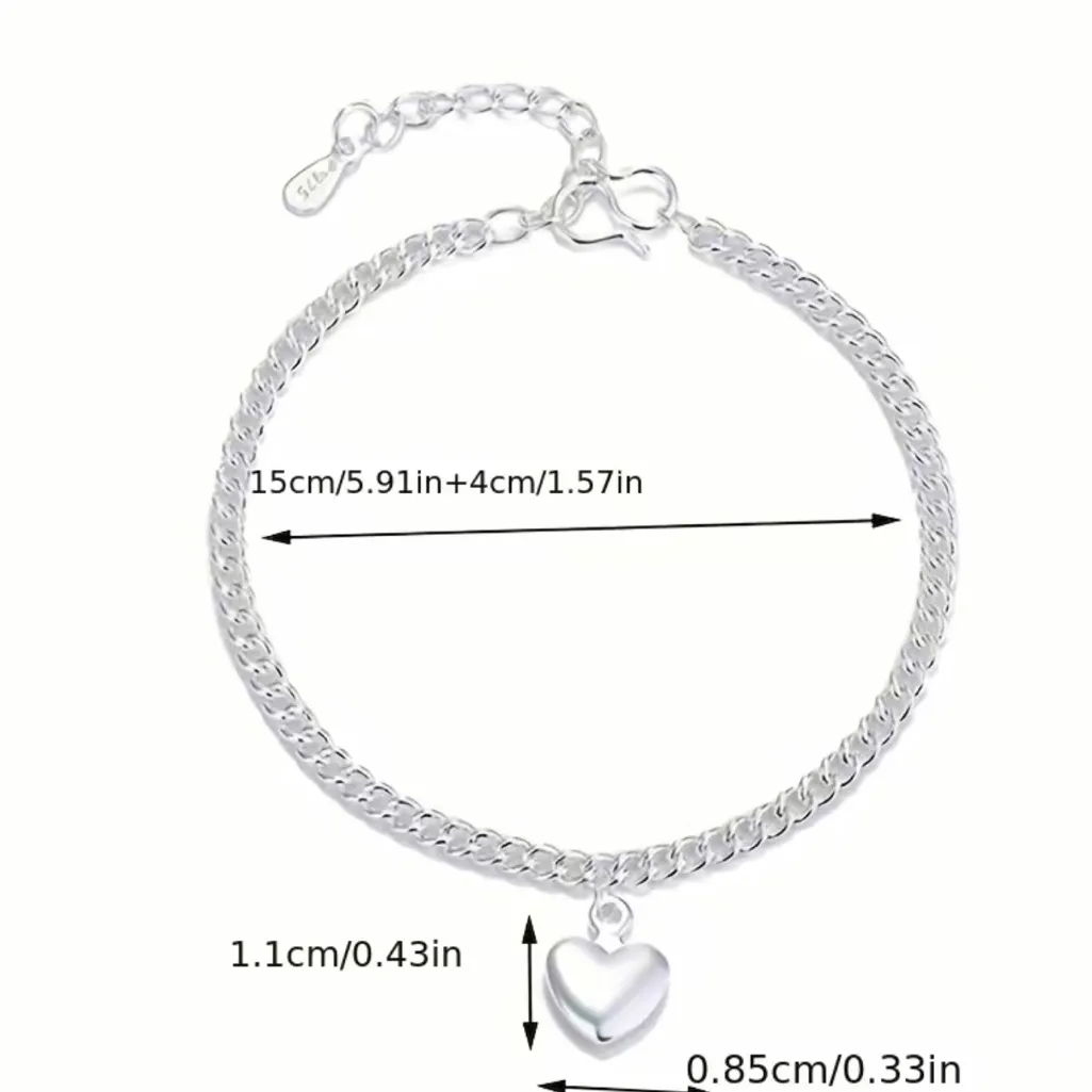 BNIB - Sterling Silver Heart Bracelet - 925. - Image 6