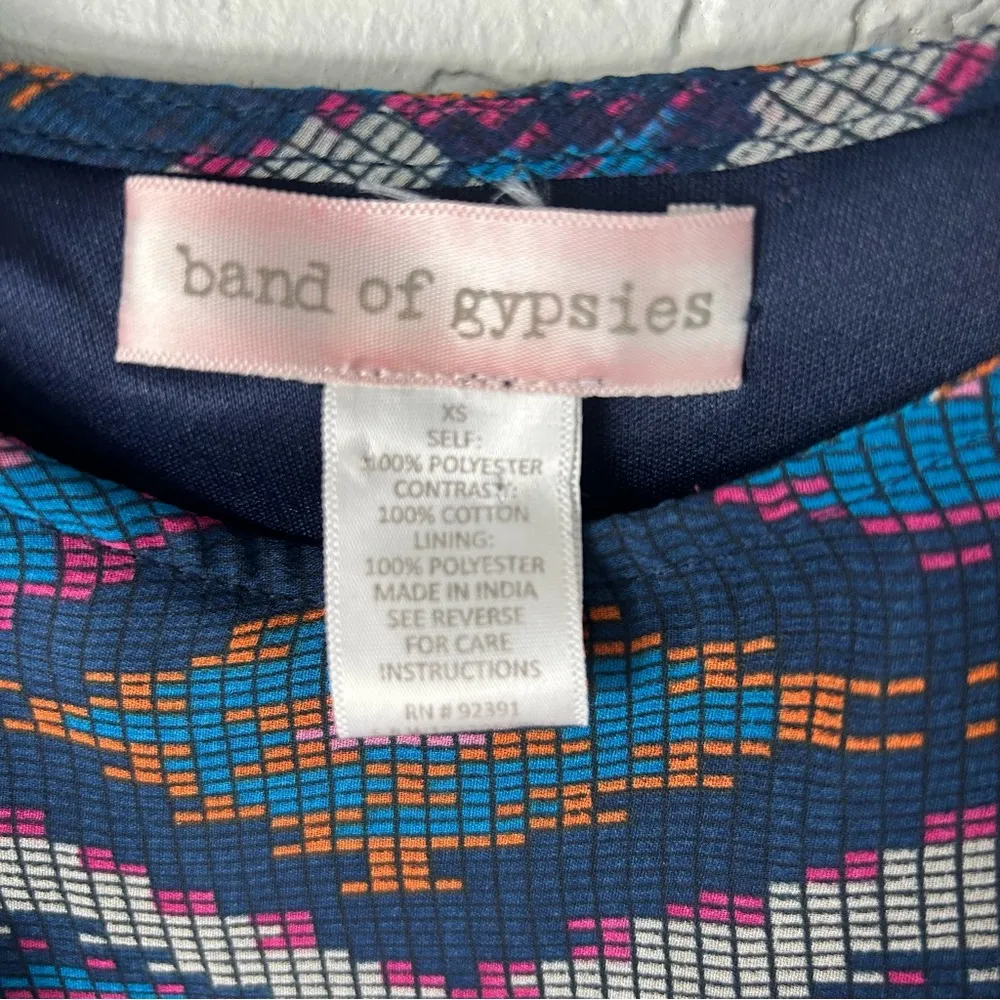 Band Of Gypsies | Geometric Boho Short Sleeve Lined Mini Dress Size XS - Image 5