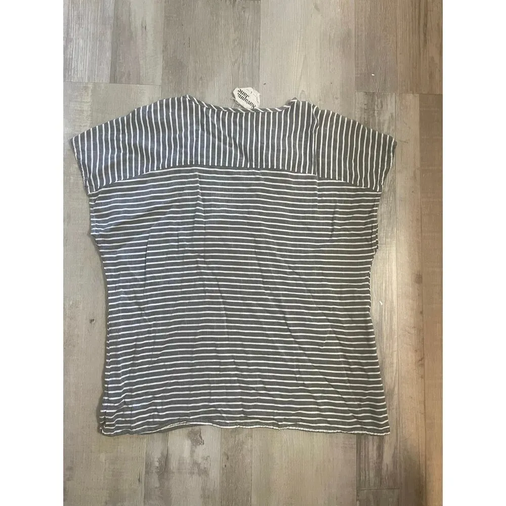 Savanna Jane Blooming Promises Embroidered Top Floral Boho Gray White Size Lg - Image 11