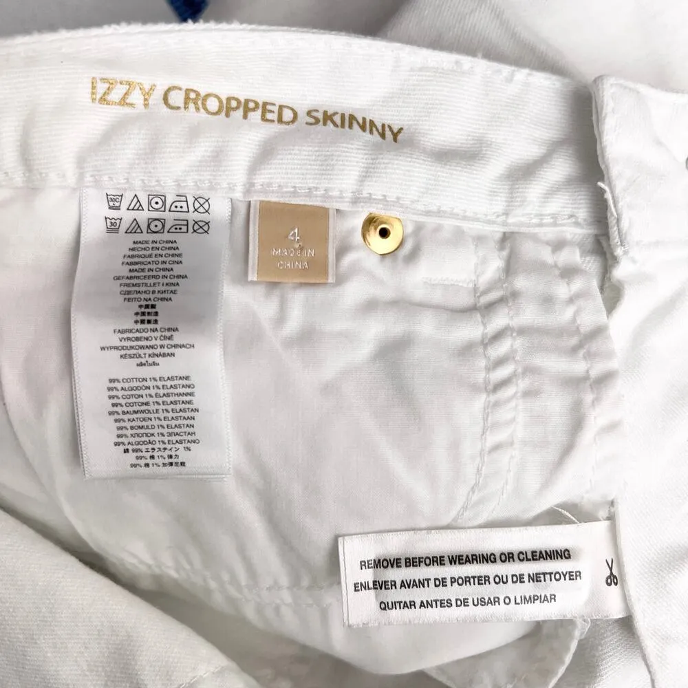 Michael Kors US 4 Womens White Distressed Low Rise Izzy Cropped Skinny Jeans - Image 11
