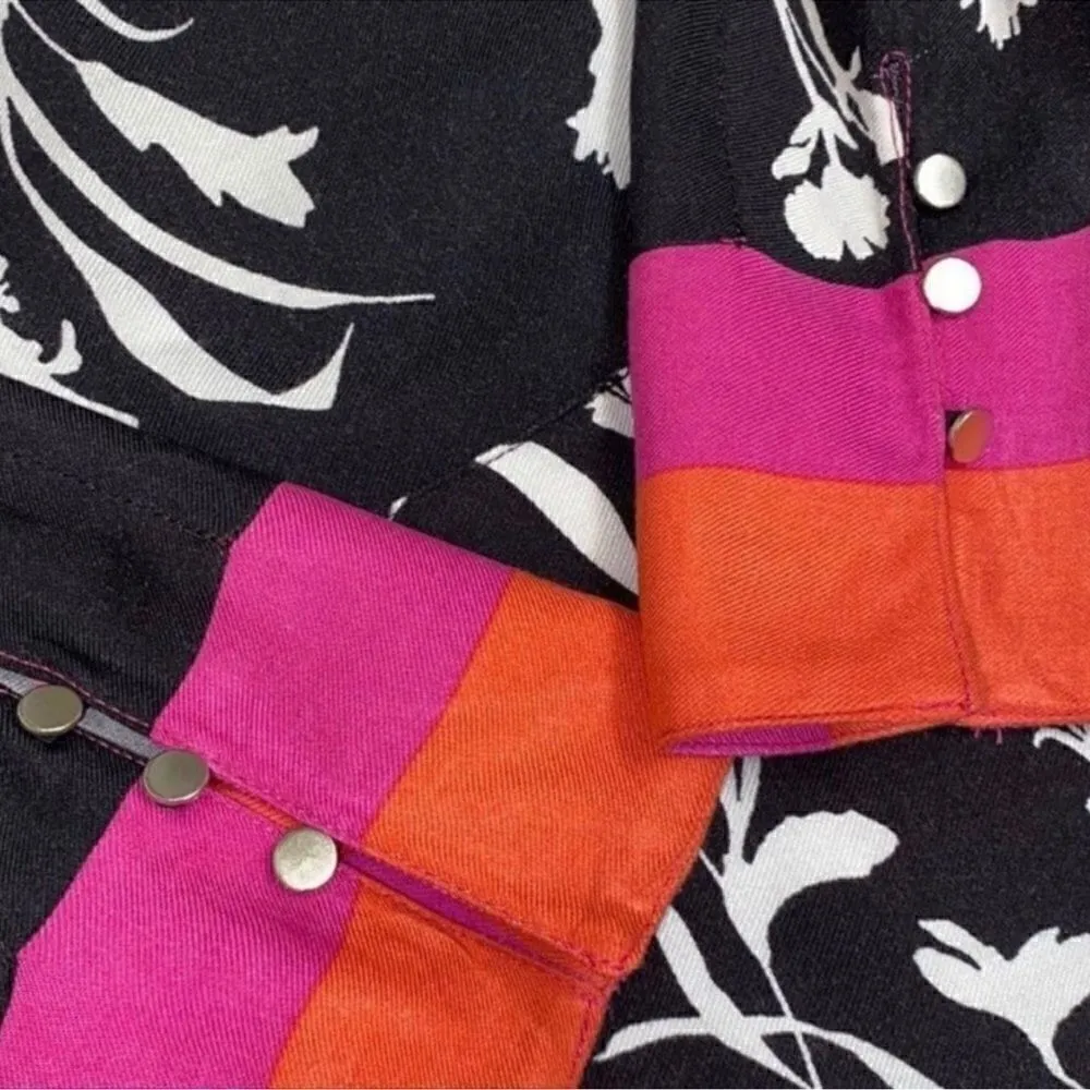 Sharon Young Floral Print Top(Size Large) Black - Image 4