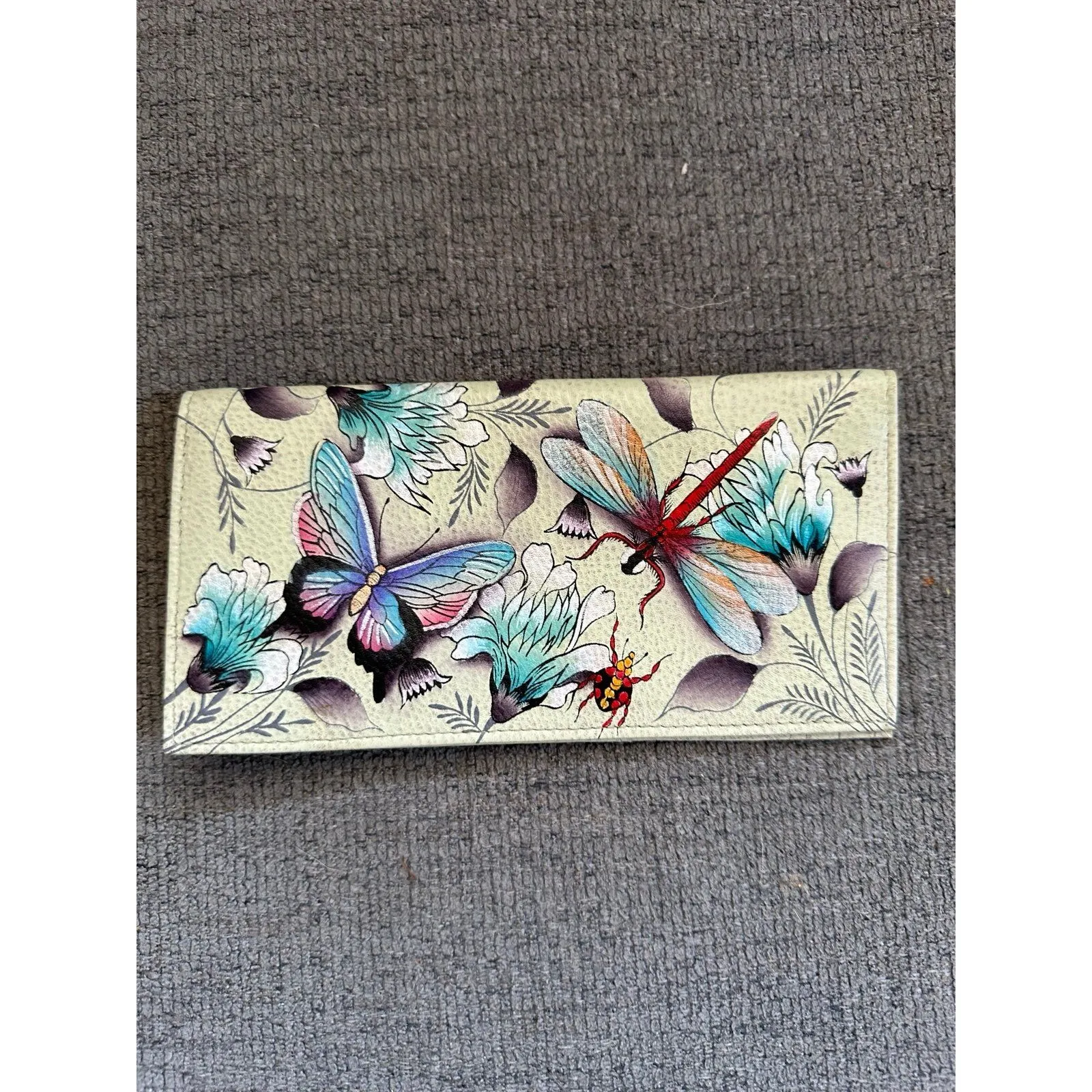 Anuschka Hand-Painted Genuine Leather Artistic Bi-Fold ID Checkbook Wallet - Image 2