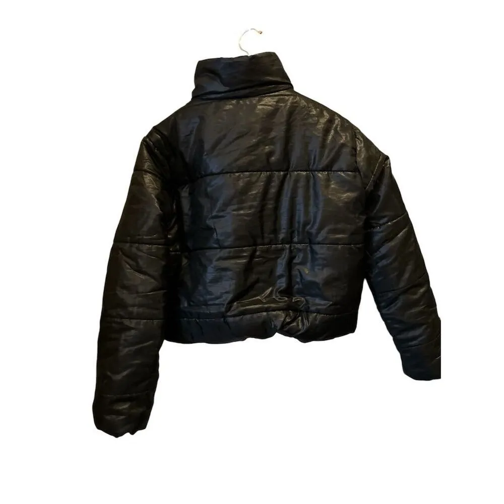 Rising Women's Black Cropped Puffer Jacket Size L High Neck Quilted Size L - Image 2