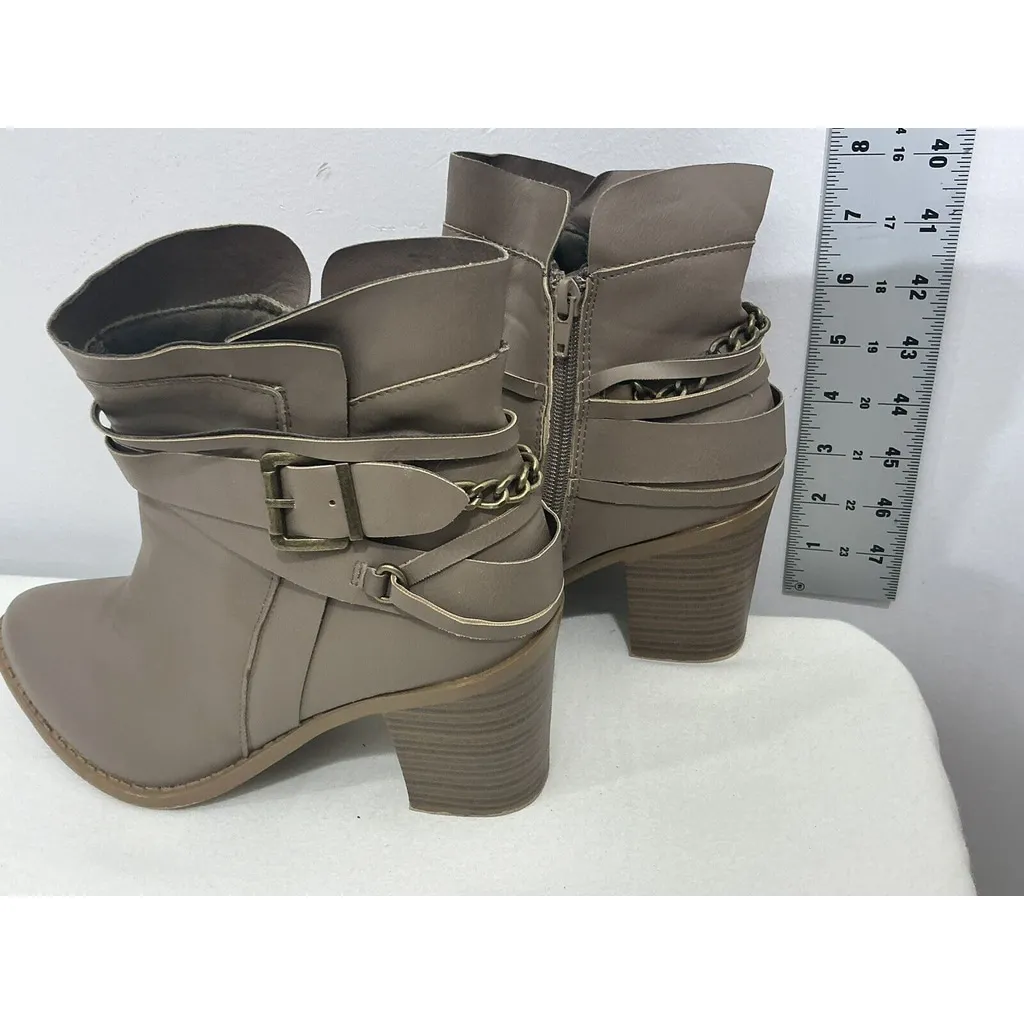 Womans Charlotte Russe Buffy Taupe Faux Leather Strappy Heel Ankle Boots 10 - Image 4