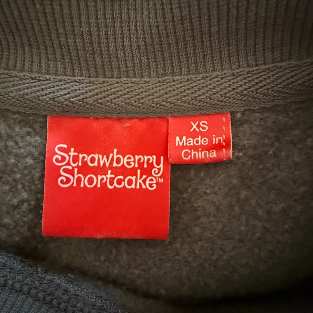 Strawberry Shortcake Sweatshirt with Bows – Retro Graphic Pullover – Size XS Gray - Image 7