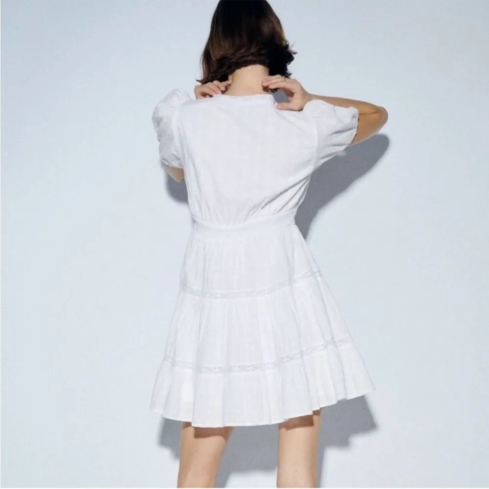 Zara dress mini boho embroidered openwork lace  eyelet summer sundress M - Image 6