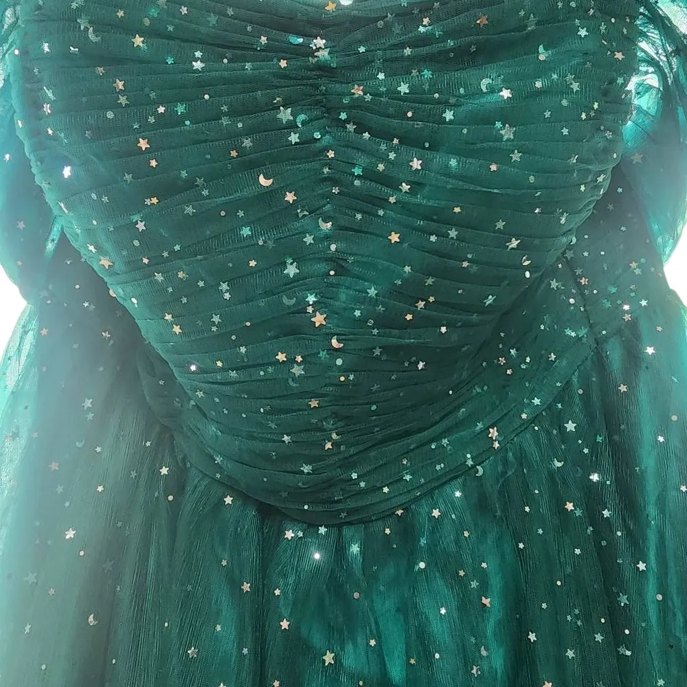 Green & Silver Stars & Moons Sequined Formal Dress (28W) - Image 3