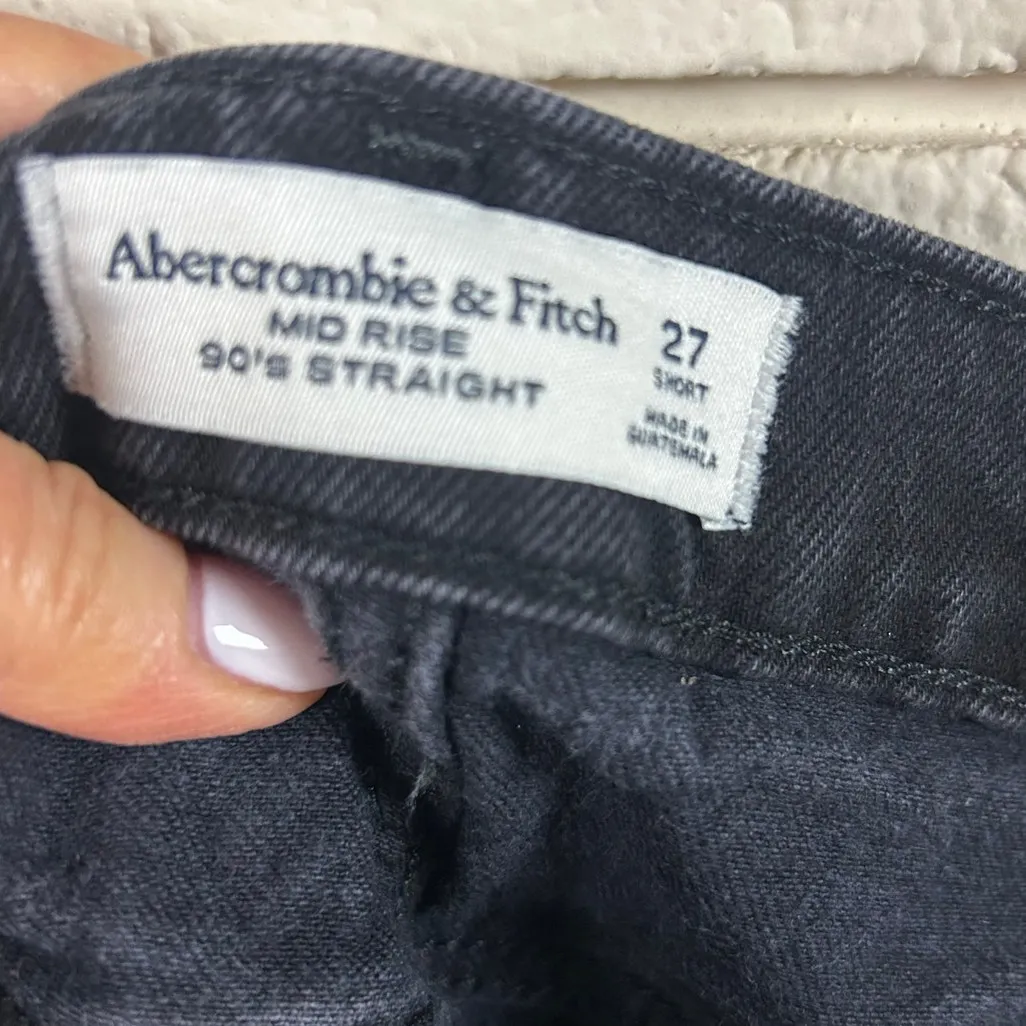 Abercrombie & Fitch 90s High Rise Straight Black Jeans size 27 Short - Image 11