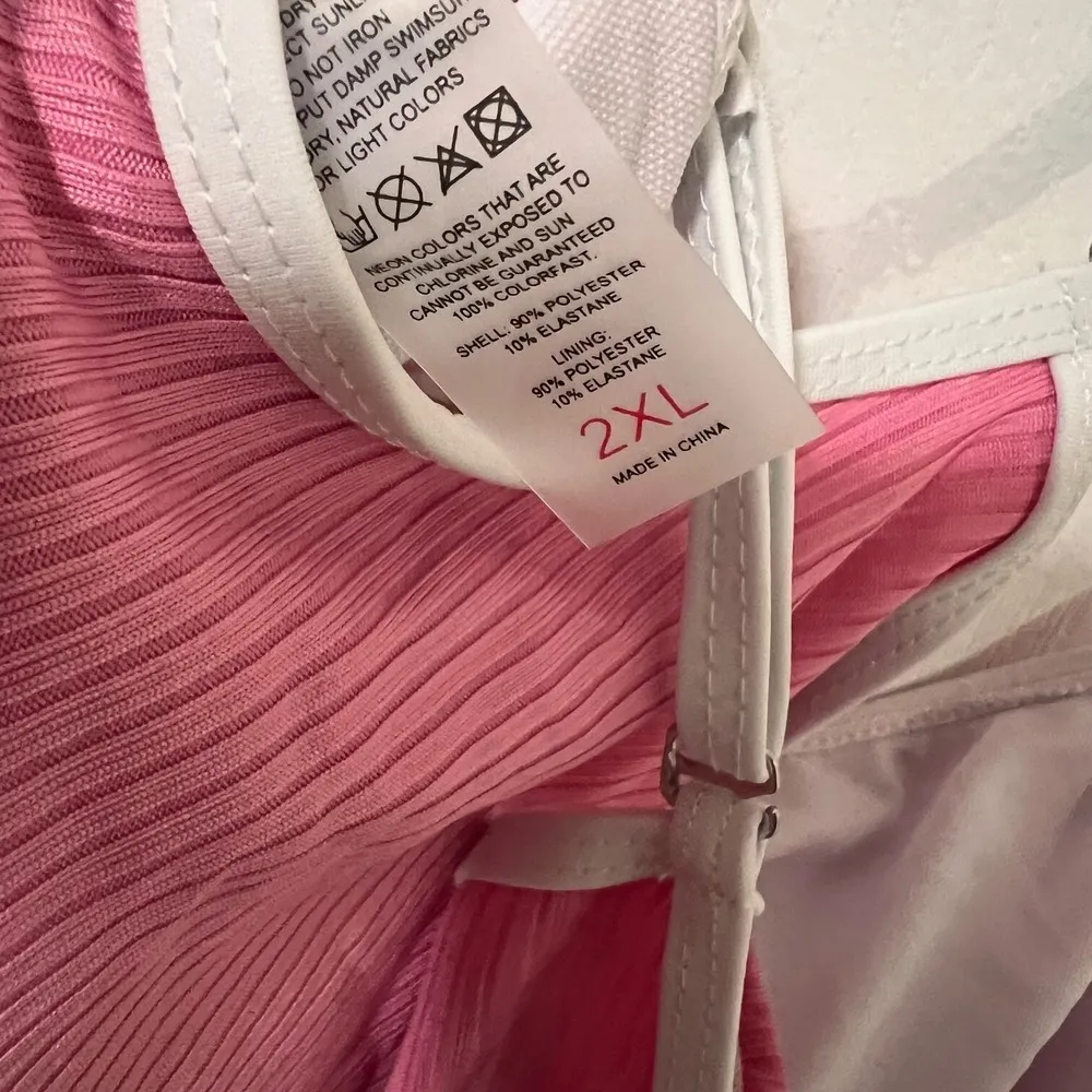 Womens Ribbed One Piece Swimsuits Swim Dress Tummy Control Adjustable Straps 2XL Pink Size undefined - Image 9