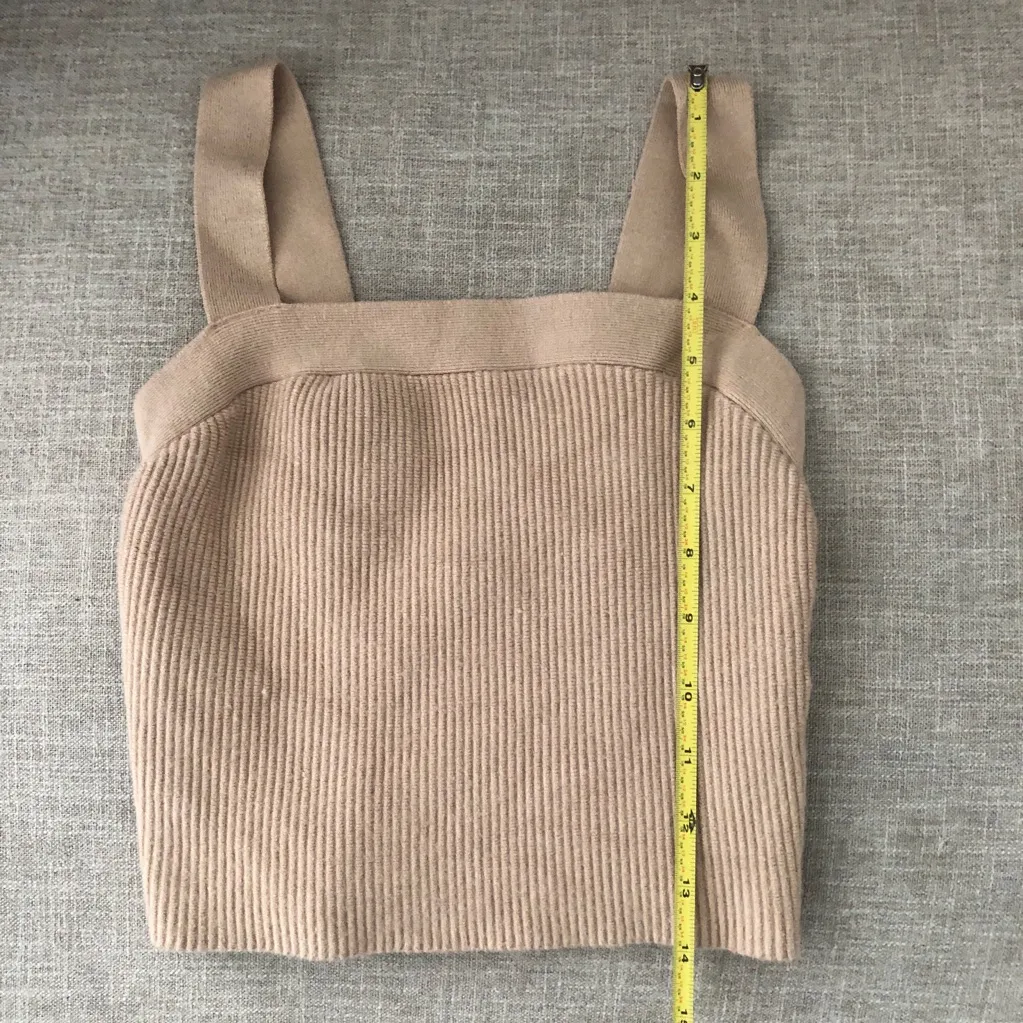 Abercrombie & Fitch Cropped Tank Top Stretchy Ribbed Crop Small Tan - Image 6