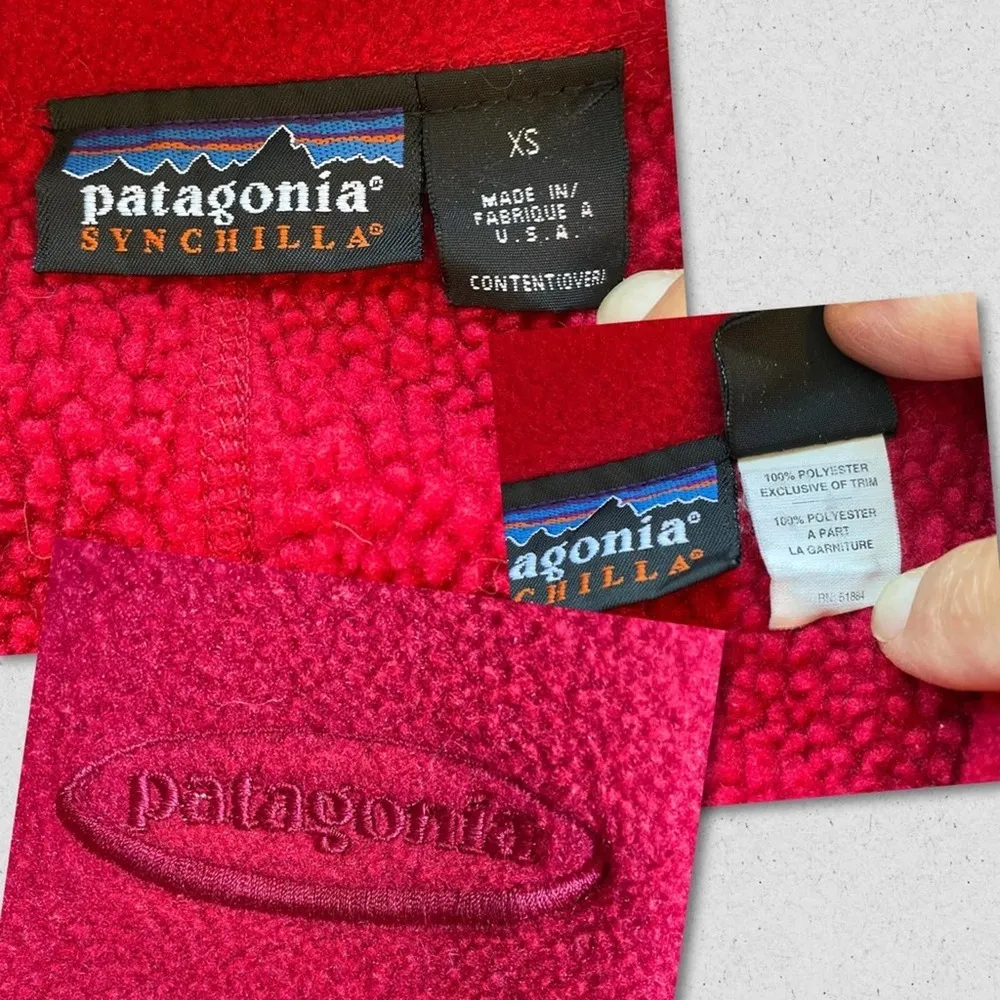 Patagonia Synchilla 1/4 Zip Fleece Sweatshirt ruby Red Xsmall Vintage Y2k - Image 6