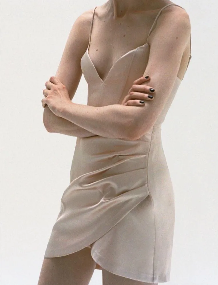 Zara | Silky Champagne Dress - Image 3