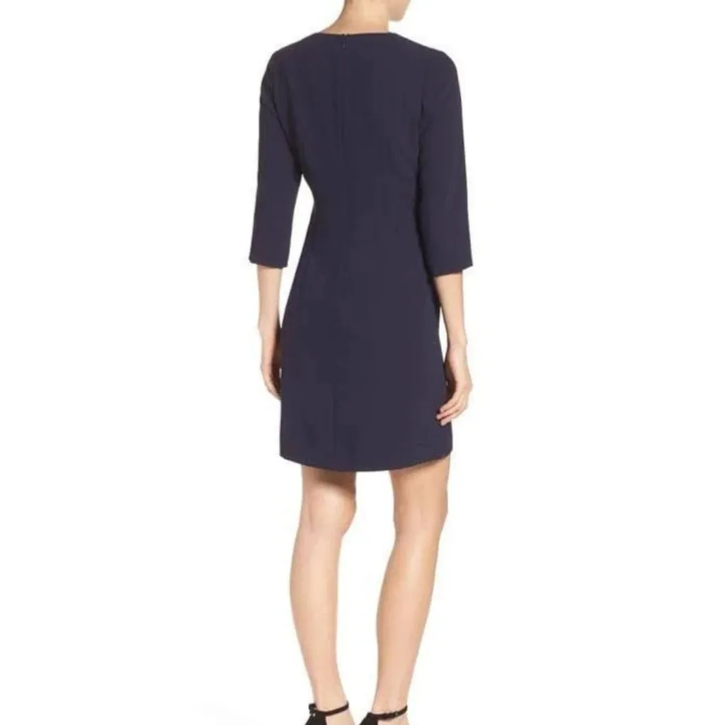 Navy Blue Paisley Embroidered Shift Dress Career Officesiren Sz 10 Work - Image 5