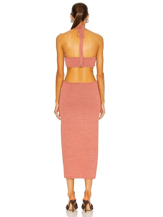 Cult Gaia Cameron cutout halter knit midi dress in jaipur pink XS extra small - Image 8