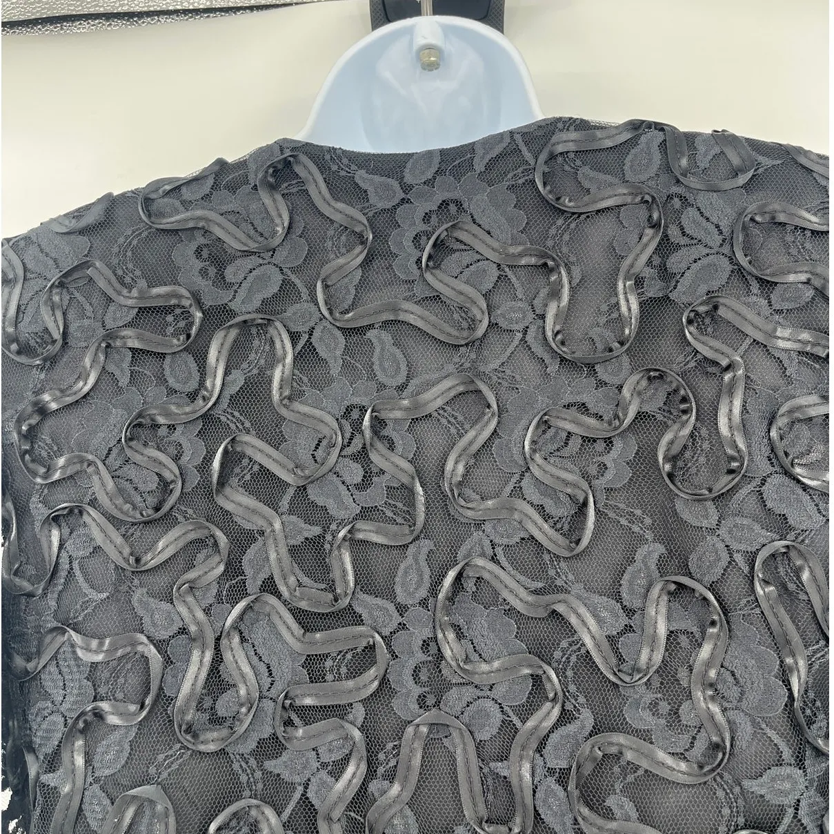 Vintage 80s Patra Soutache Lace Womens Blazer 11/12 Bow Holiday Glam Whimsigoth Black - Image 6