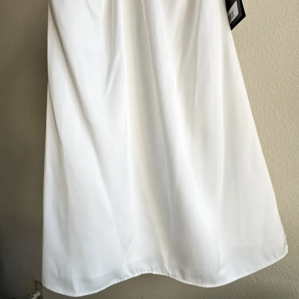 Ieena for Mac Duggal  White Rhinestone Embellished Neckline Shift Dress Size 4 - Image 6