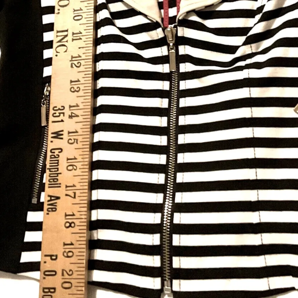 White House Black Market Cropped Striped Zippered Blazer Jacket Size 4 Small S - Image 10