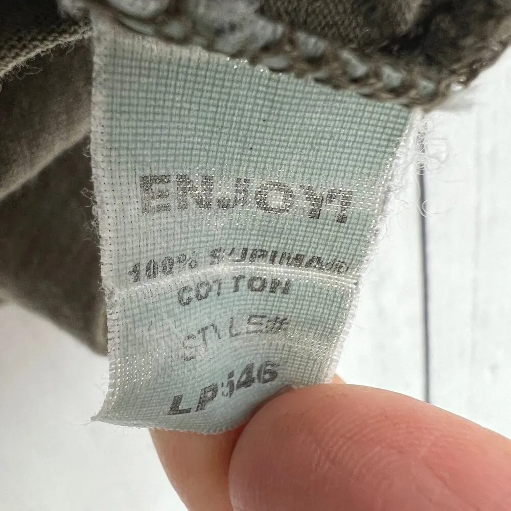 Michael Stars MEDIUM Olive Green Floral Baby Doll Tank Top Sleeveless Shirt - Image 6