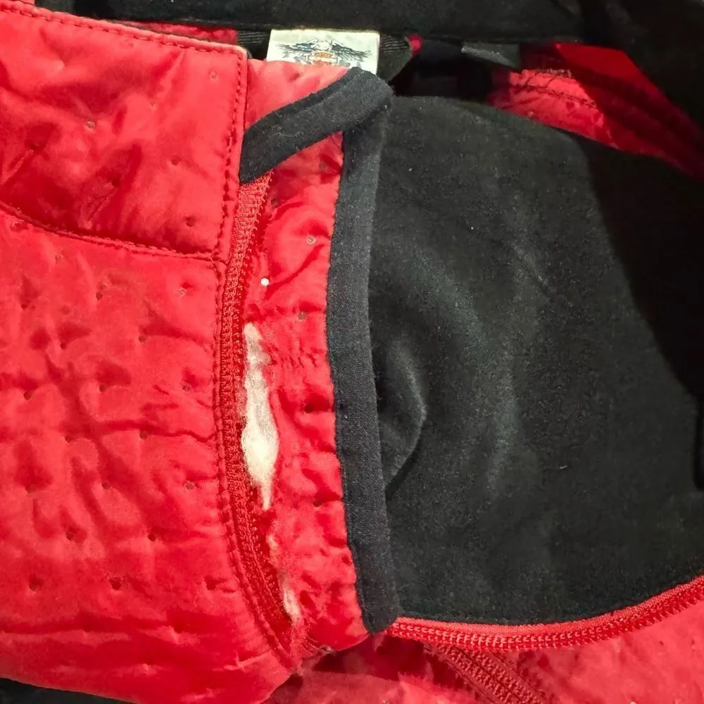 Harley Davidson Quilted Red Zip Up Motorcycle Jacket Women’s 1XL Size XL - Image 3