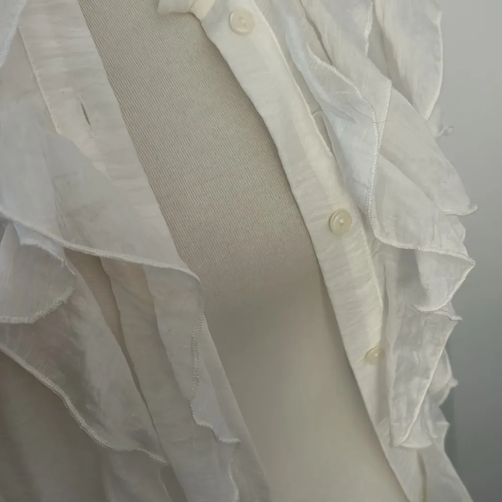 Zara White Ruffle Sleeveless Blouse - Image 5