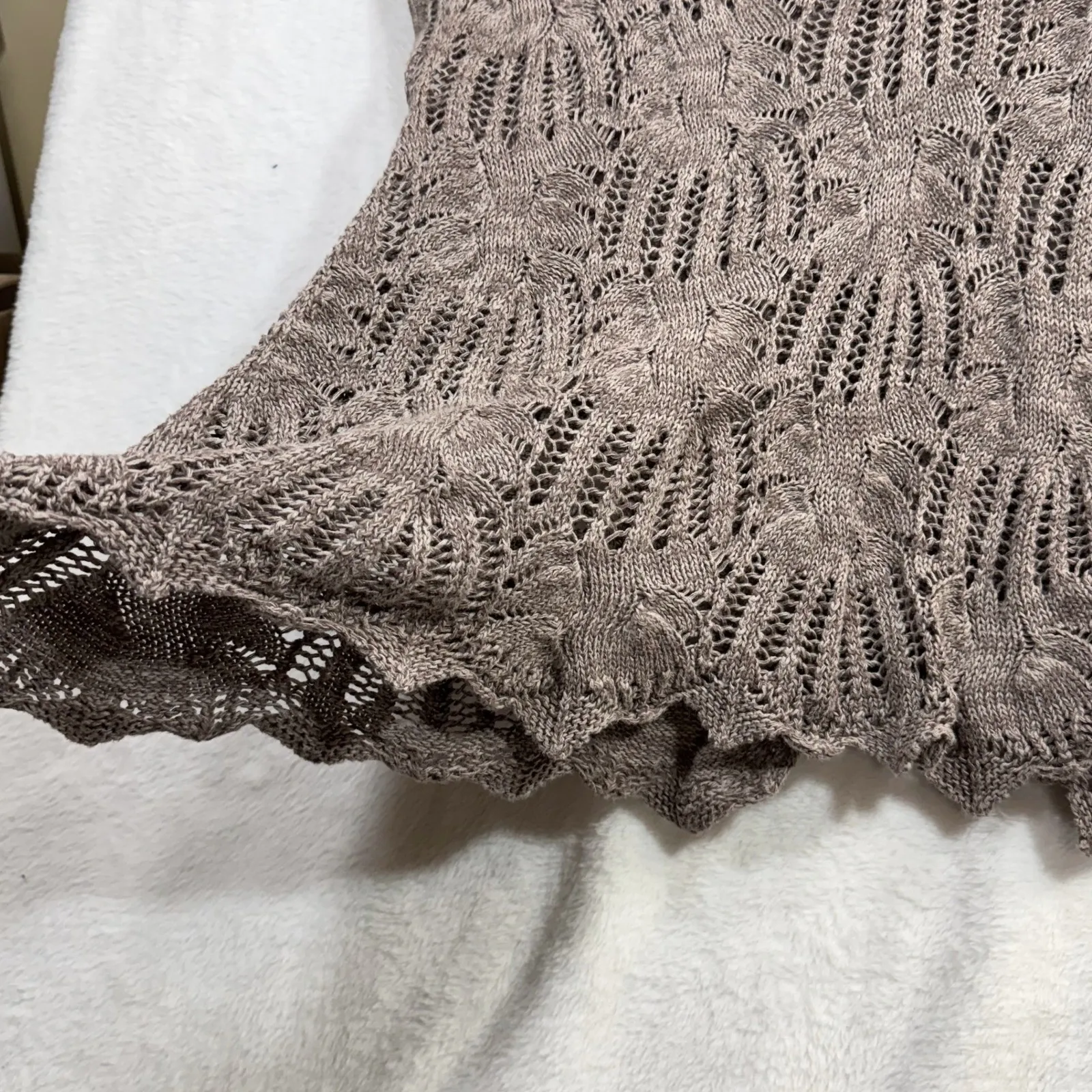 Eight Eight Eight M Taupe Crochet Top Boho Summer Retro Y2K Earthy Fest Grunge - Image 5